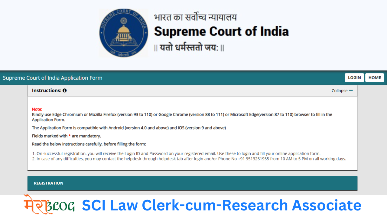 SCI Law Clerk Cum Research Associate Recruitment 2025
